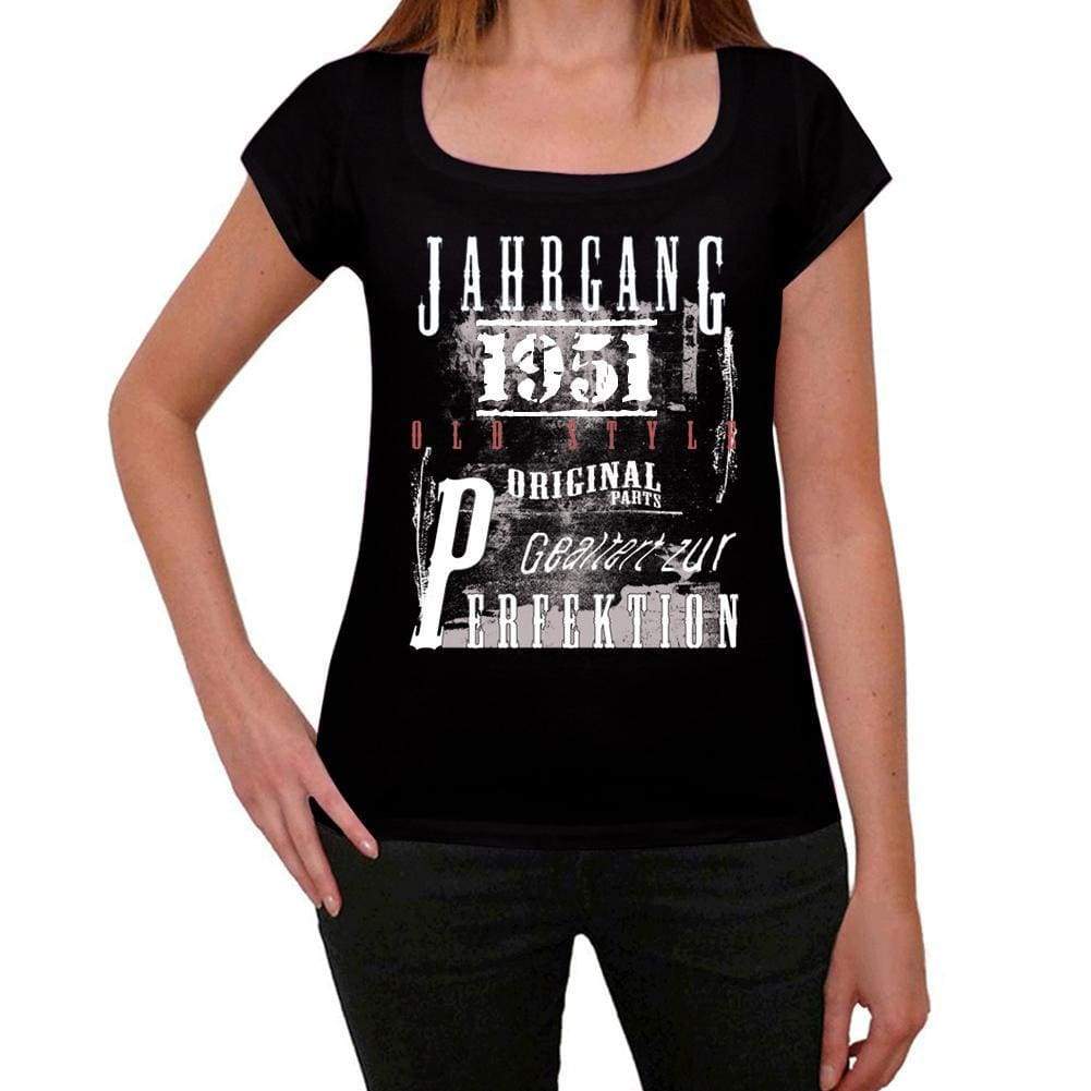 Jahrgang Birthday 1951 Black Womens Short Sleeve Round Neck T-Shirt Gift T-Shirt 00353 - Black / Xs - Casual