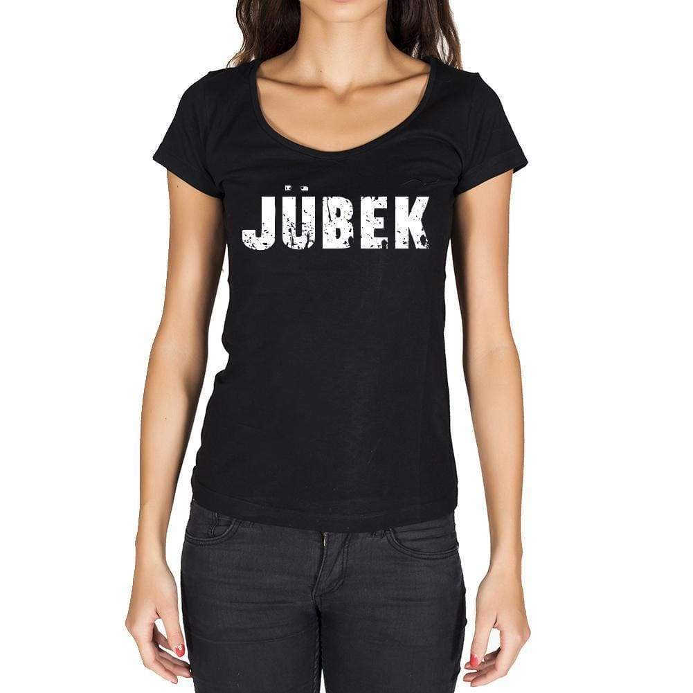 Jübek German Cities Black Womens Short Sleeve Round Neck T-Shirt 00002 - Casual