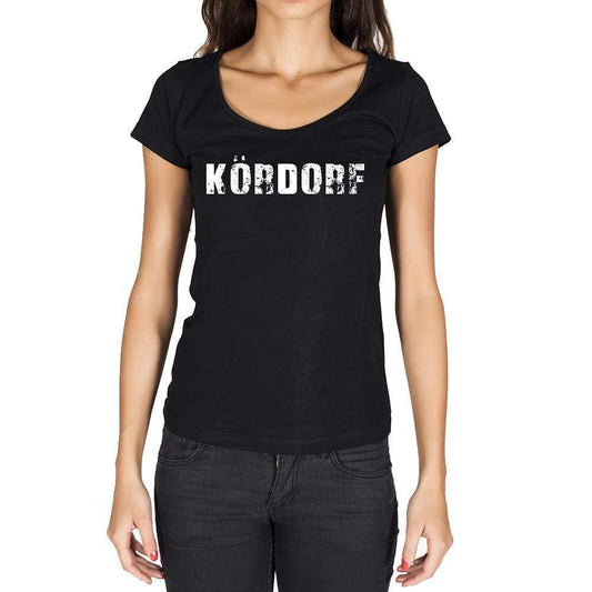 kördorf, German Cities Black, <span>Women's</span> <span>Short Sleeve</span> <span>Round Neck</span> T-shirt 00002 - ULTRABASIC