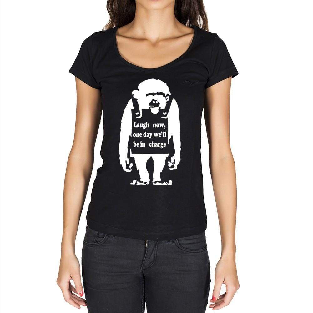 Laugh Now Chimp Black Gift Tshirt Black Womens T-Shirt 00190