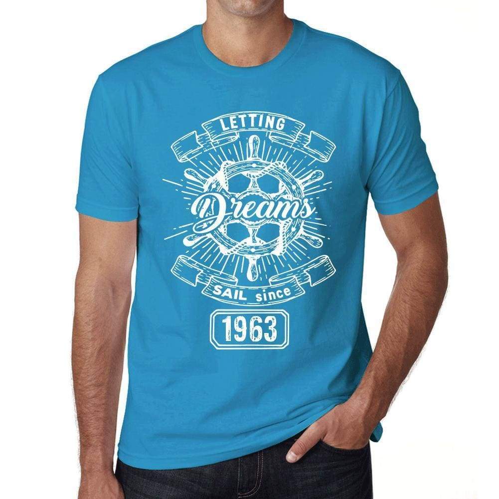 Letting Dreams Sail Since 1963 Mens T-Shirt Blue Birthday Gift 00404 - Blue / Xs - Casual