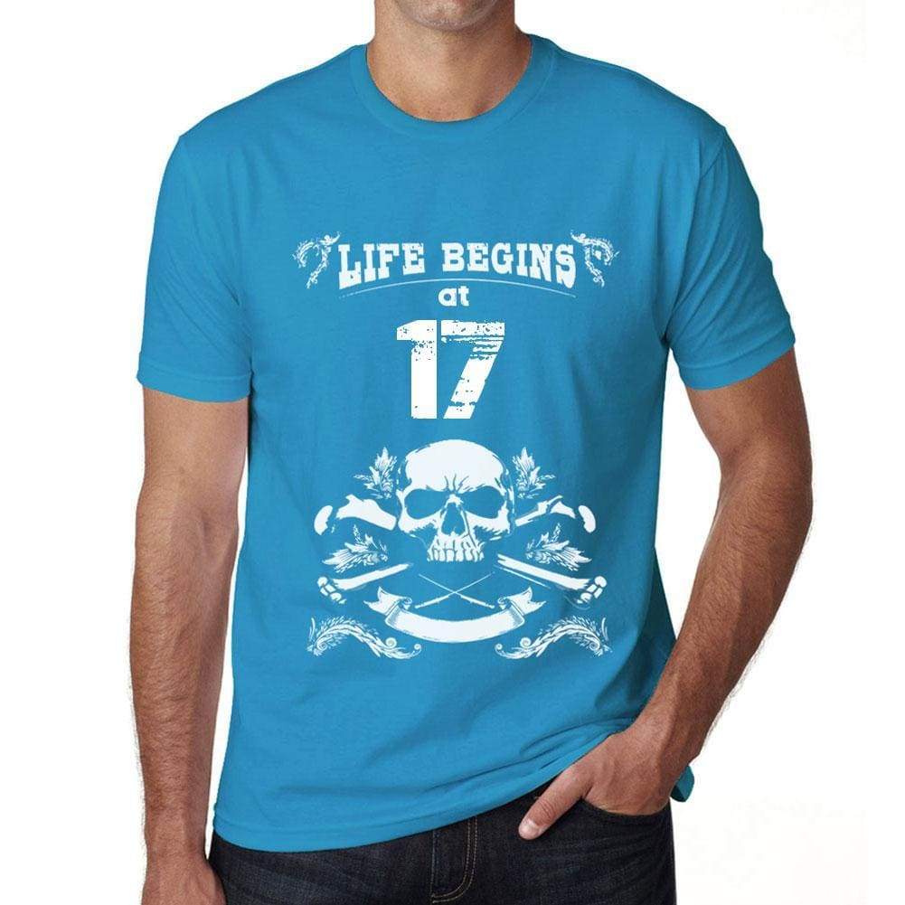 Life Begins At 17 Mens T-Shirt Blue Birthday Gift 00451 - Blue / Xs - Casual