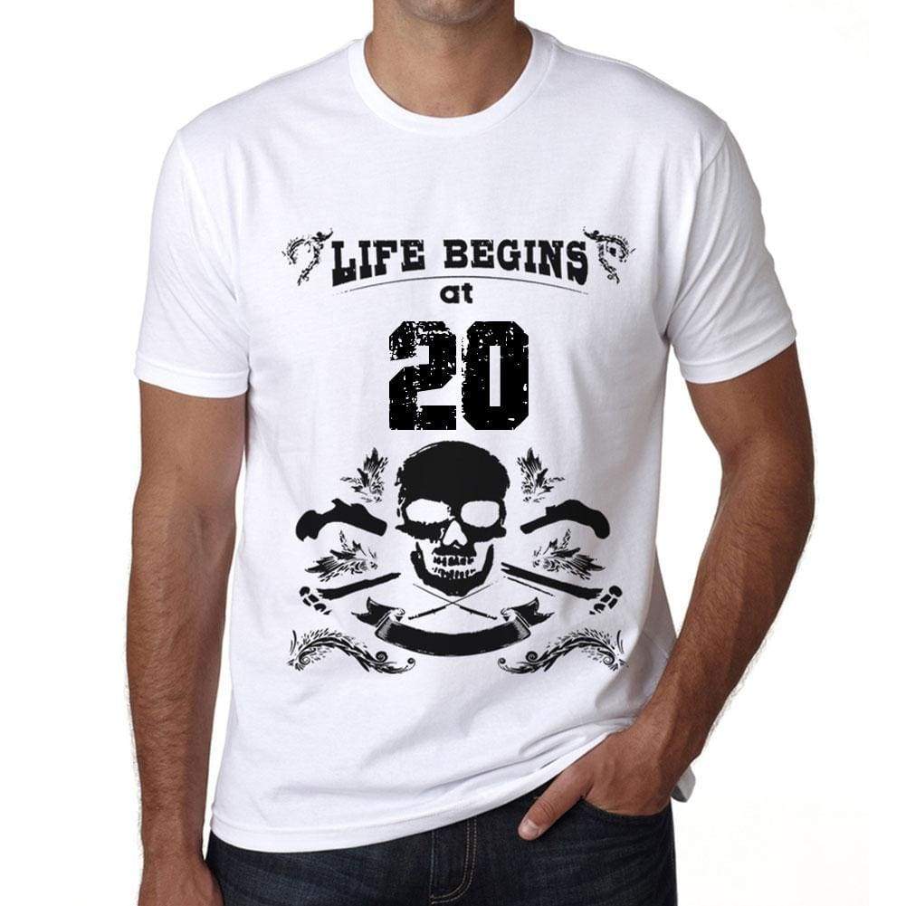 Life Begins At 20 Mens T-Shirt White Birthday Gift 00448 - White / Xs - Casual