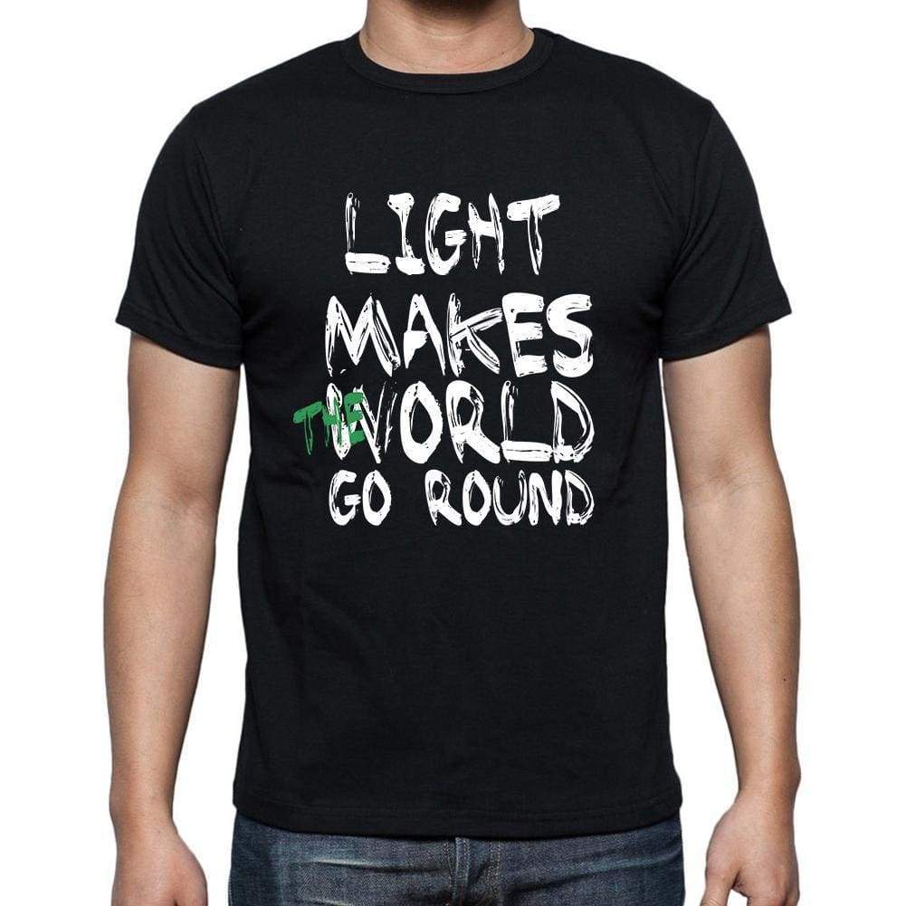 Light World Goes Round Mens Short Sleeve Round Neck T-Shirt 00082 - Black / S - Casual