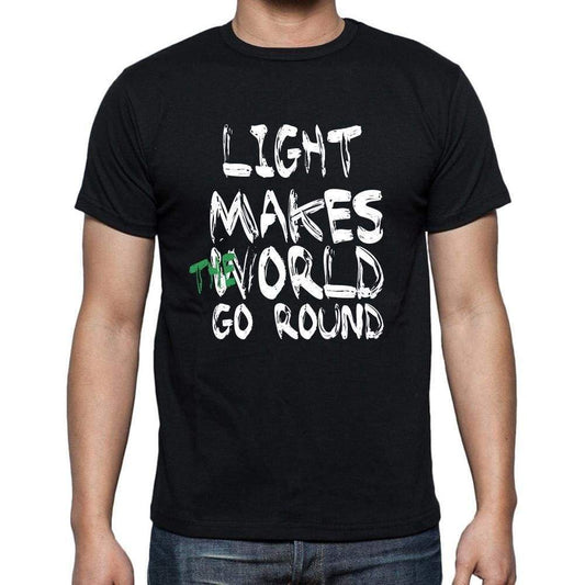 Light World Goes Round Mens Short Sleeve Round Neck T-Shirt 00082 - Black / S - Casual