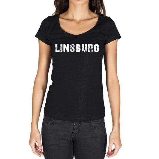 Linsburg German Cities Black Womens Short Sleeve Round Neck T-Shirt 00002 - Casual