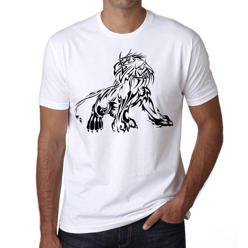 Lion Tribal Tattoo Mens White Tee 100% Cotton 00162