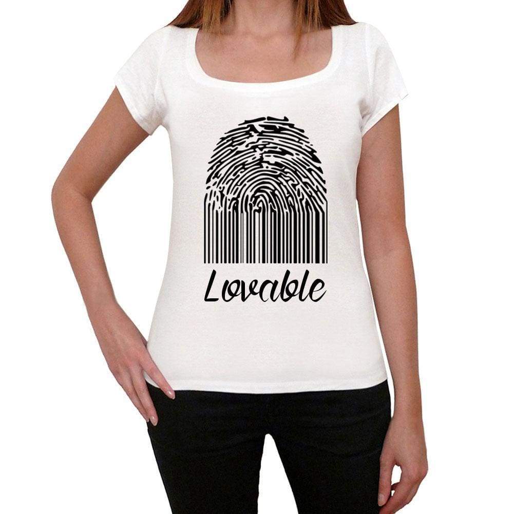 Lovable Fingerprint White Womens Short Sleeve Round Neck T-Shirt Gift T-Shirt 00304 - White / Xs - Casual