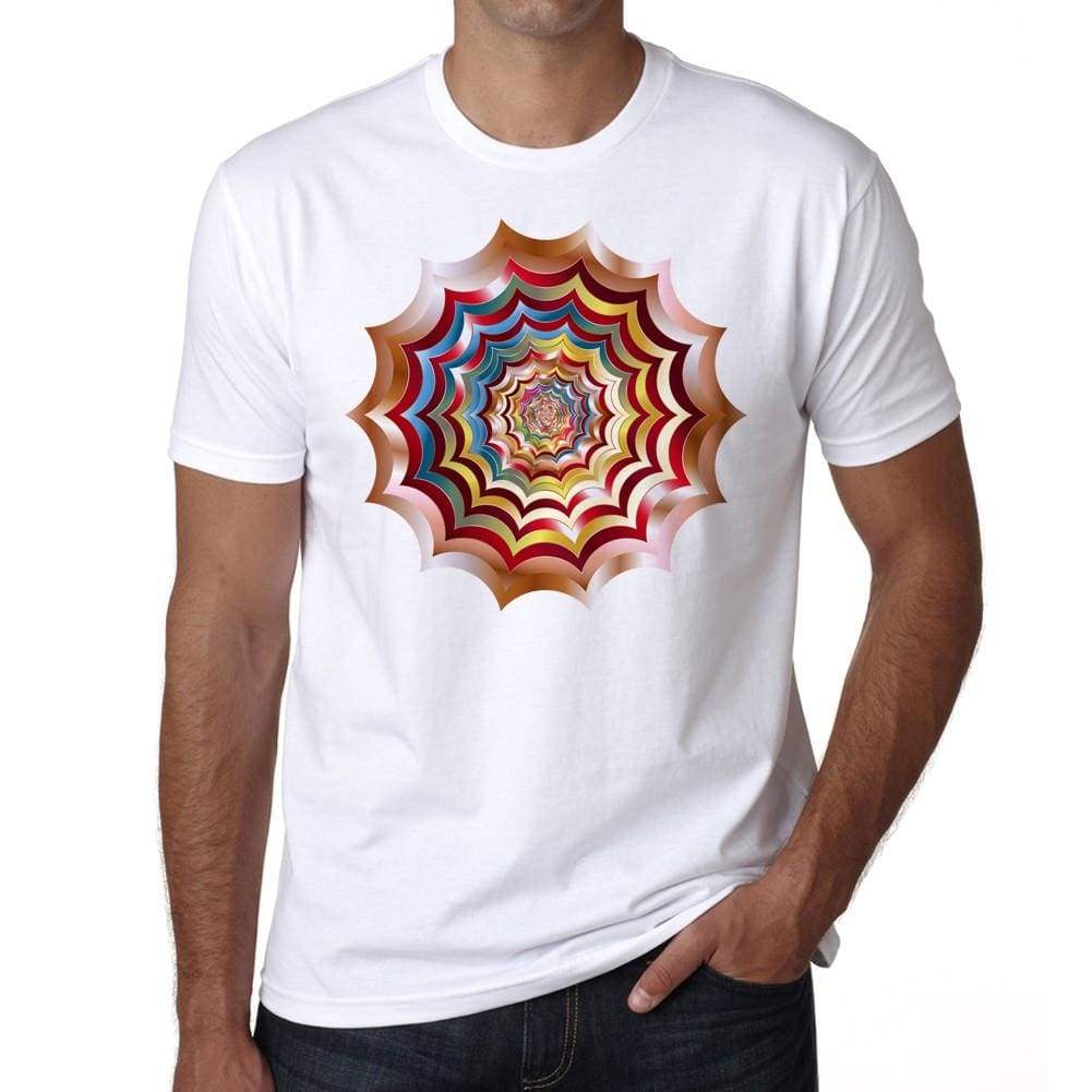 Mandala 13 H Spider Web Hypnotic Mens White Tee 100% Cotton 00175