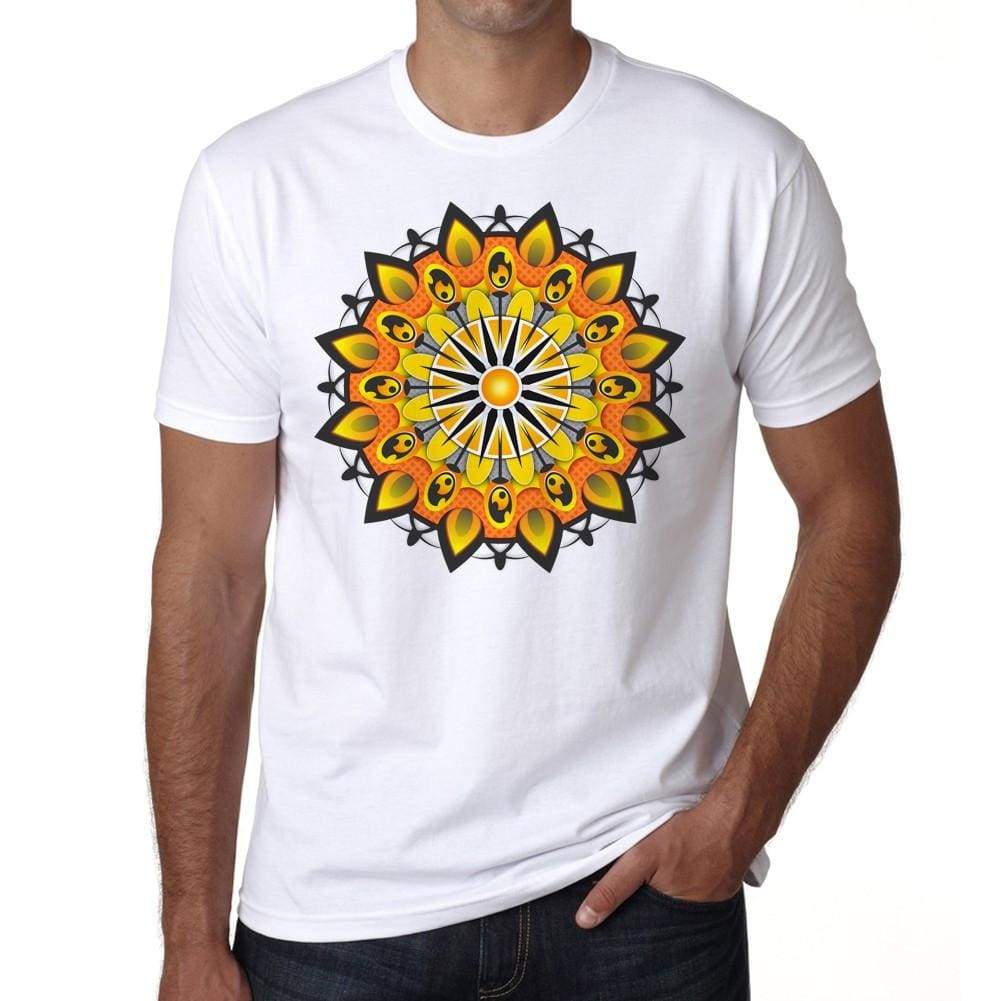 Mandala 19 H Mens White Tee 100% Cotton 00175