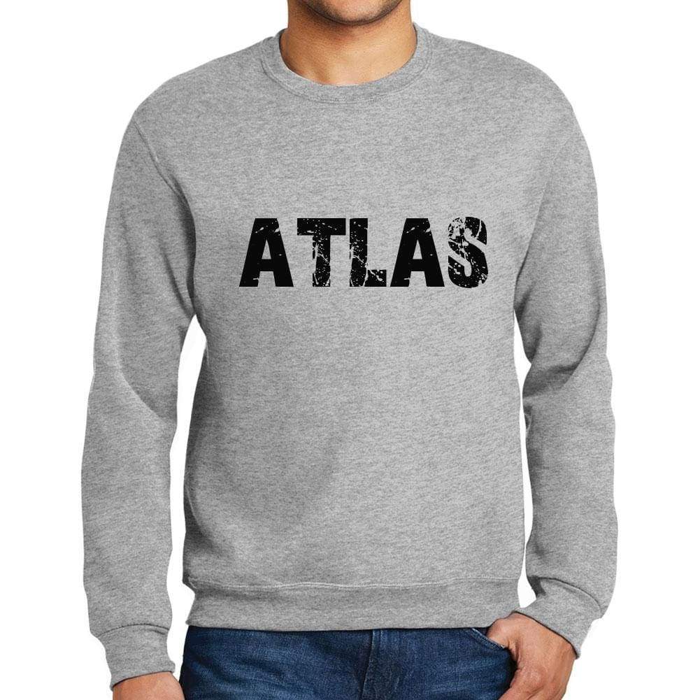 Mens Printed Graphic Sweatshirt Popular Words Atlas Grey Marl - Grey Marl / Small / Cotton - Sweatshirts