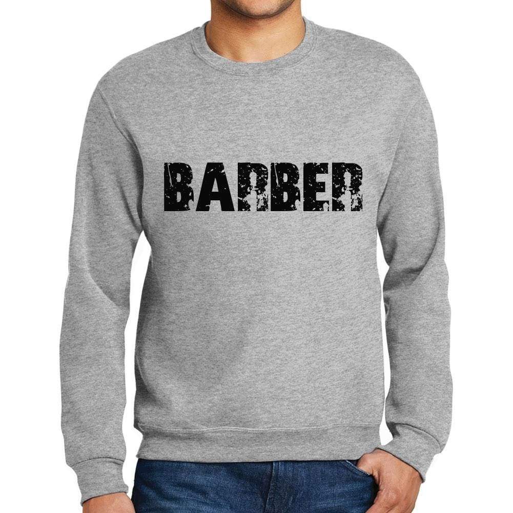 Mens Printed Graphic Sweatshirt Popular Words Barber Grey Marl - Grey Marl / Small / Cotton - Sweatshirts