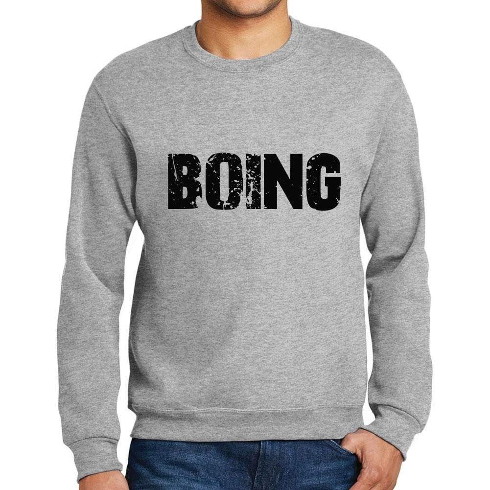 Mens Printed Graphic Sweatshirt Popular Words Boing Grey Marl - Grey Marl / Small / Cotton - Sweatshirts