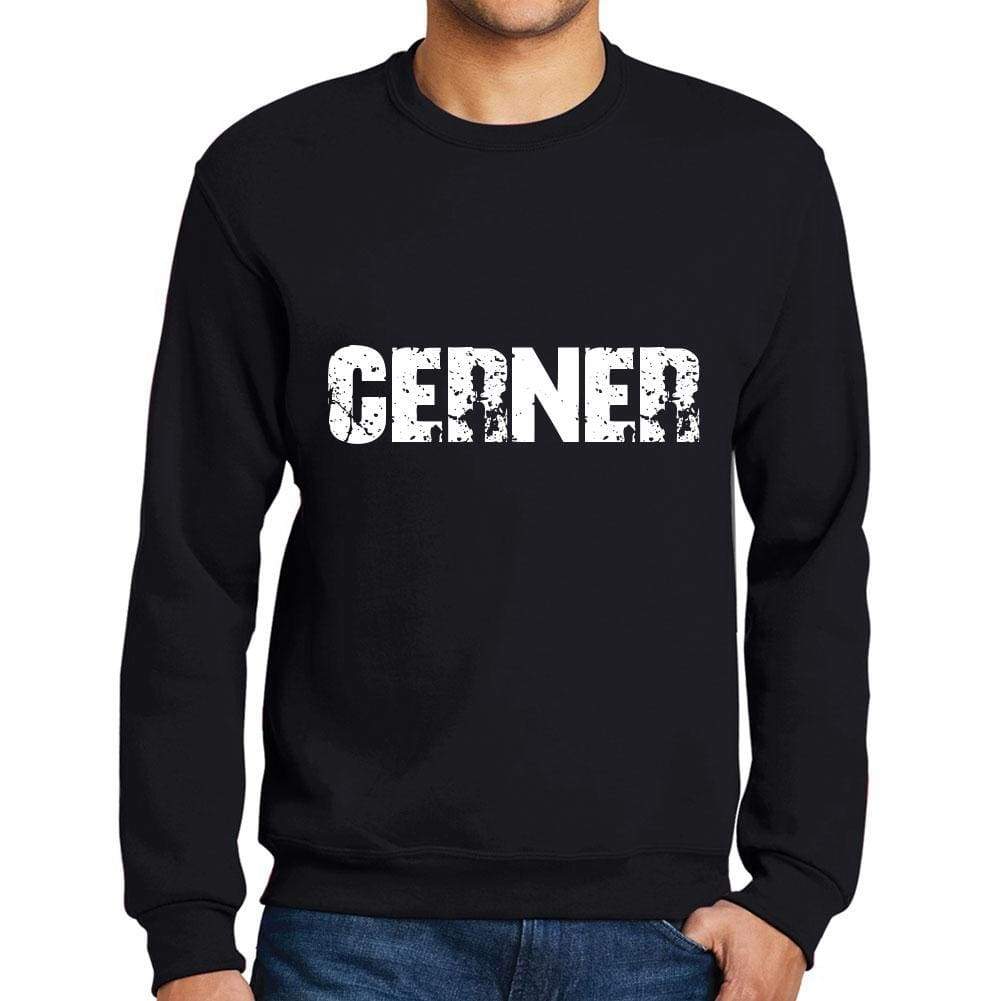 Mens Printed Graphic Sweatshirt Popular Words Cerner Deep Black - Deep Black / Small / Cotton - Sweatshirts