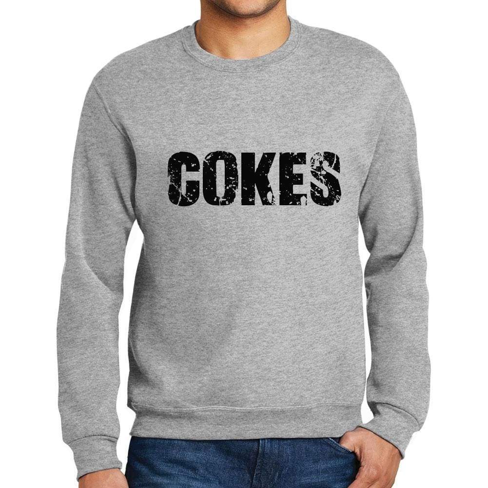 Mens Printed Graphic Sweatshirt Popular Words Cokes Grey Marl - Grey Marl / Small / Cotton - Sweatshirts