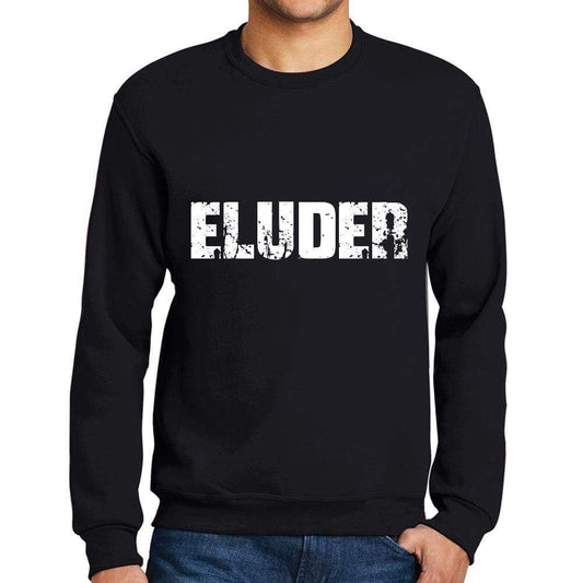 Mens Printed Graphic Sweatshirt Popular Words Eluder Deep Black - Deep Black / Small / Cotton - Sweatshirts