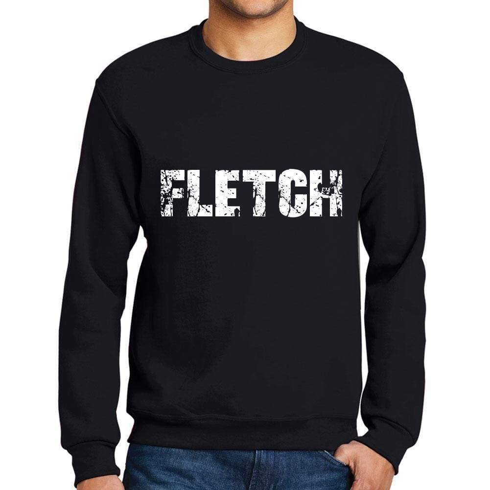 Mens Printed Graphic Sweatshirt Popular Words Fletch Deep Black - Deep Black / Small / Cotton - Sweatshirts