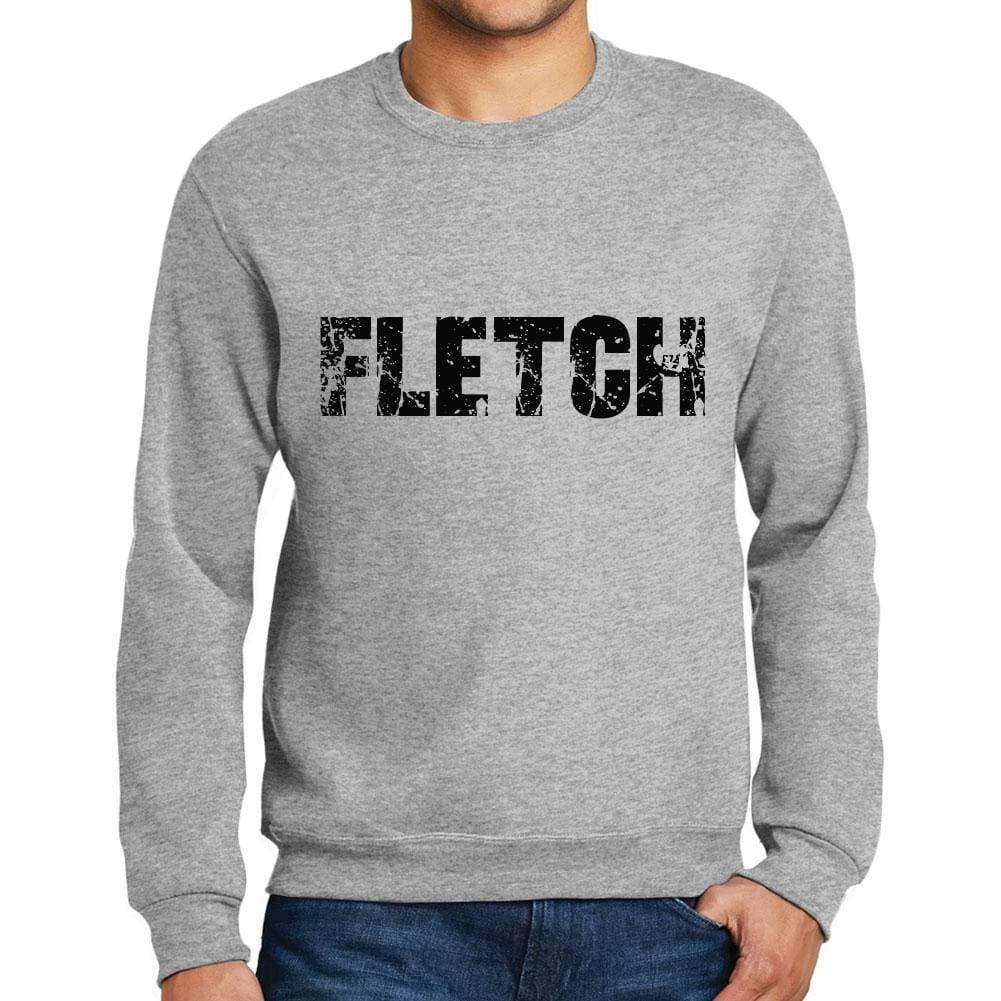 Mens Printed Graphic Sweatshirt Popular Words Fletch Grey Marl - Grey Marl / Small / Cotton - Sweatshirts