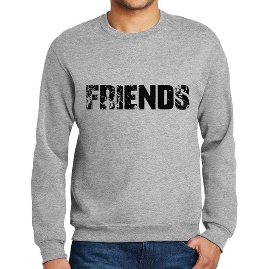 Mens Printed Graphic Sweatshirt Popular Words Friends Grey Marl - Grey Marl / Small / Cotton - Sweatshirts