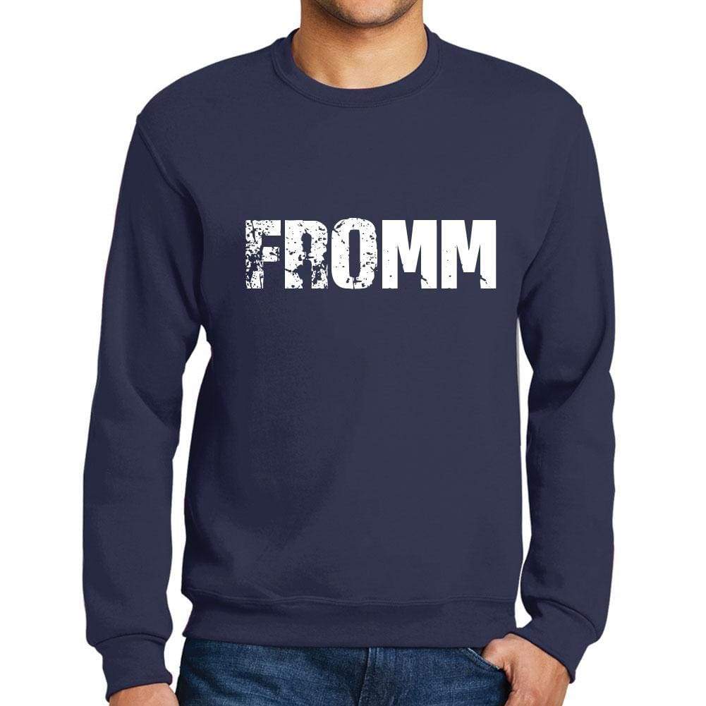 Mens Printed Graphic Sweatshirt Popular Words Fromm French Navy - French Navy / Small / Cotton - Sweatshirts