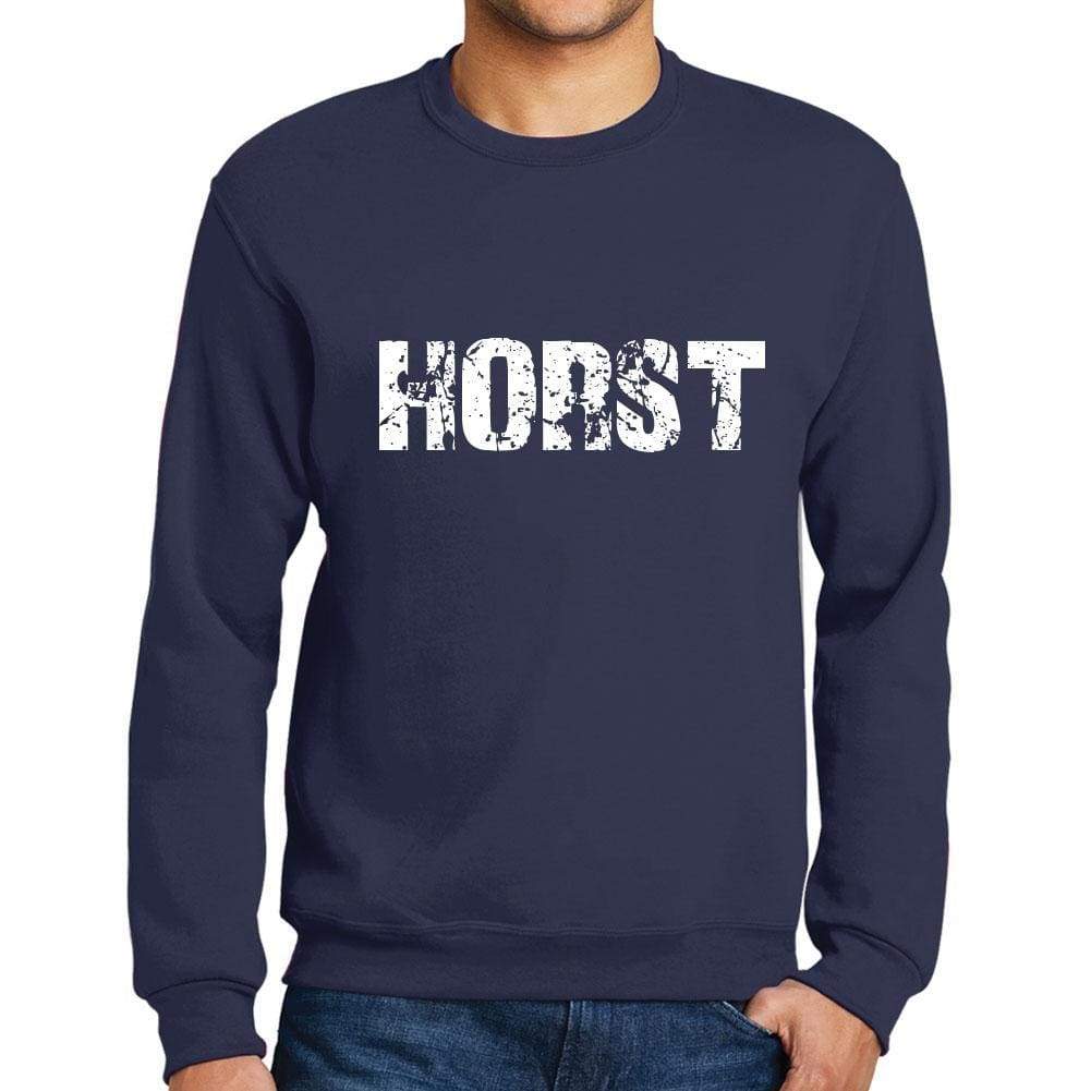 Mens Printed Graphic Sweatshirt Popular Words Horst French Navy - French Navy / Small / Cotton - Sweatshirts