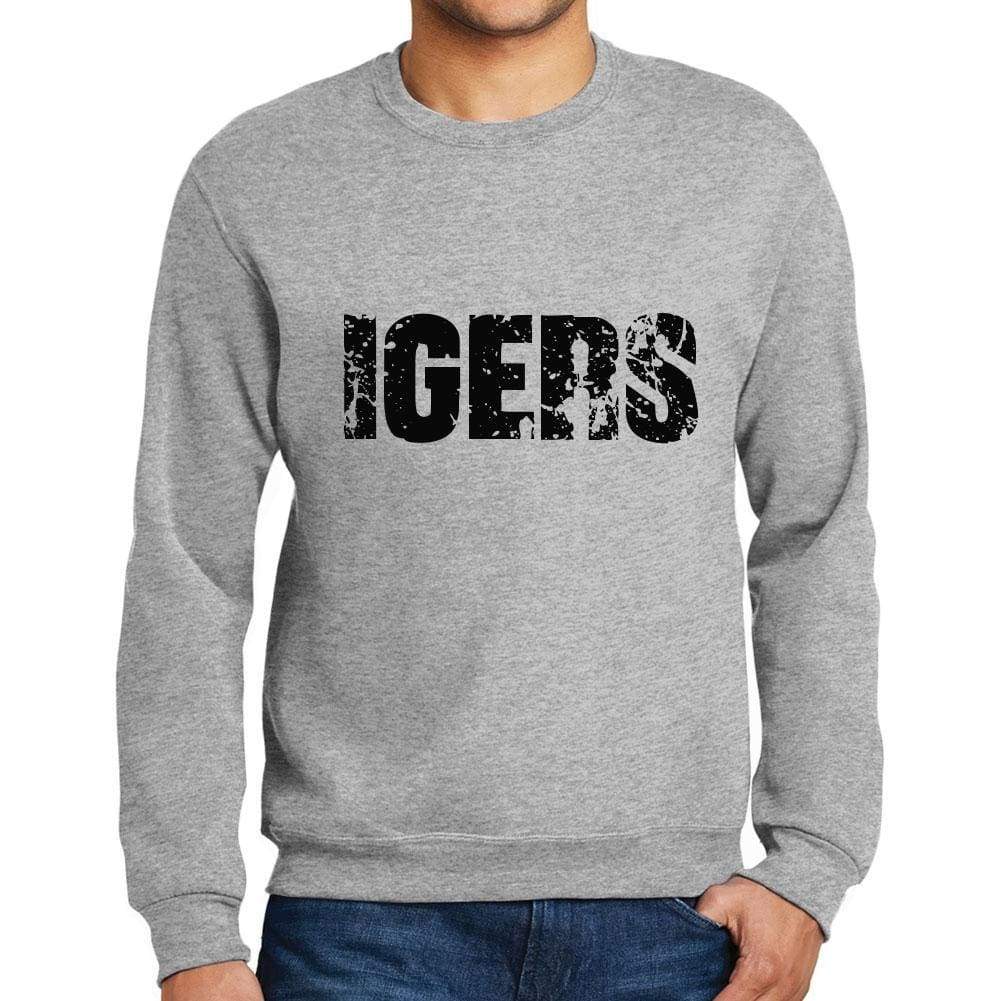 Mens Printed Graphic Sweatshirt Popular Words Igers Grey Marl - Grey Marl / Small / Cotton - Sweatshirts