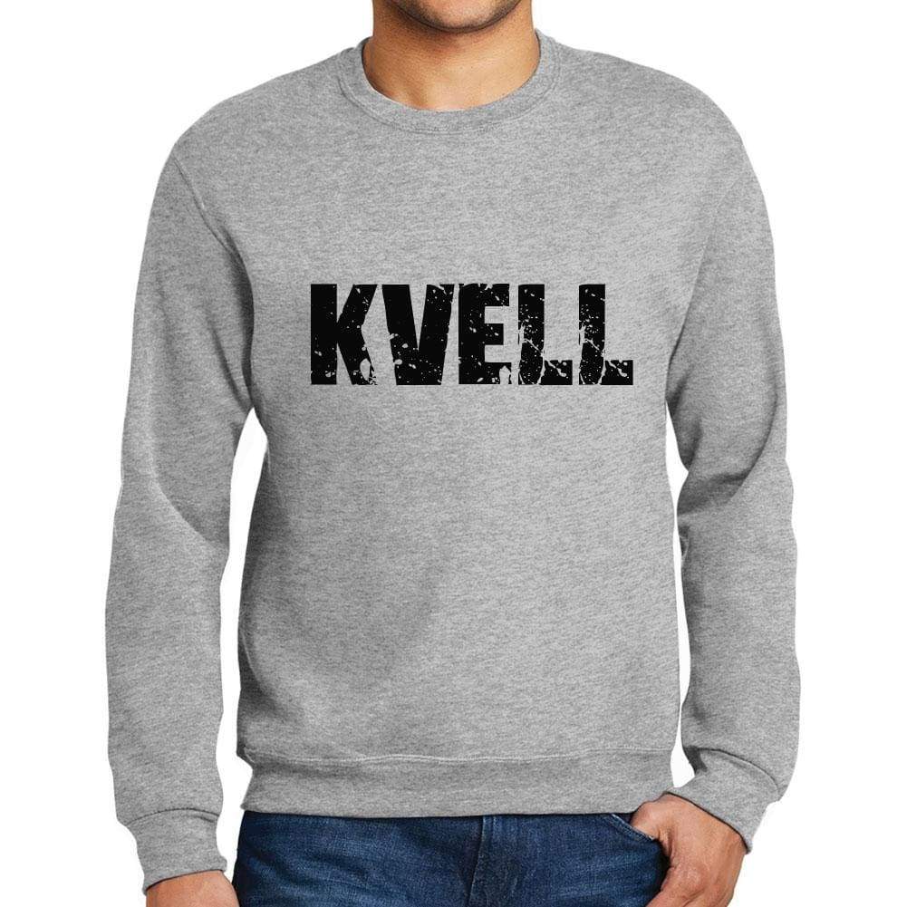 Mens Printed Graphic Sweatshirt Popular Words Kvell Grey Marl - Grey Marl / Small / Cotton - Sweatshirts