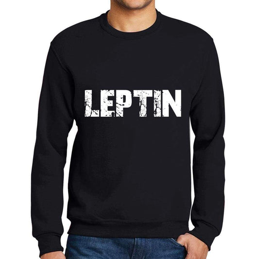 Mens Printed Graphic Sweatshirt Popular Words Leptin Deep Black - Deep Black / Small / Cotton - Sweatshirts