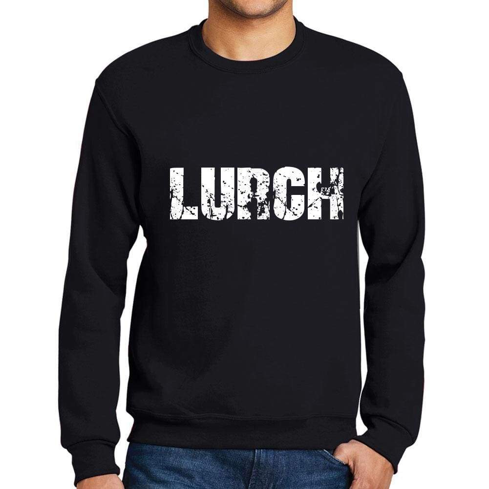 Mens Printed Graphic Sweatshirt Popular Words Lurch Deep Black - Deep Black / Small / Cotton - Sweatshirts