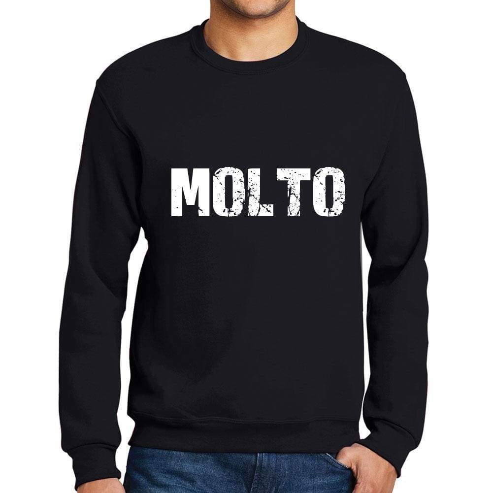 Mens Printed Graphic Sweatshirt Popular Words Molto Deep Black - Deep Black / Small / Cotton - Sweatshirts