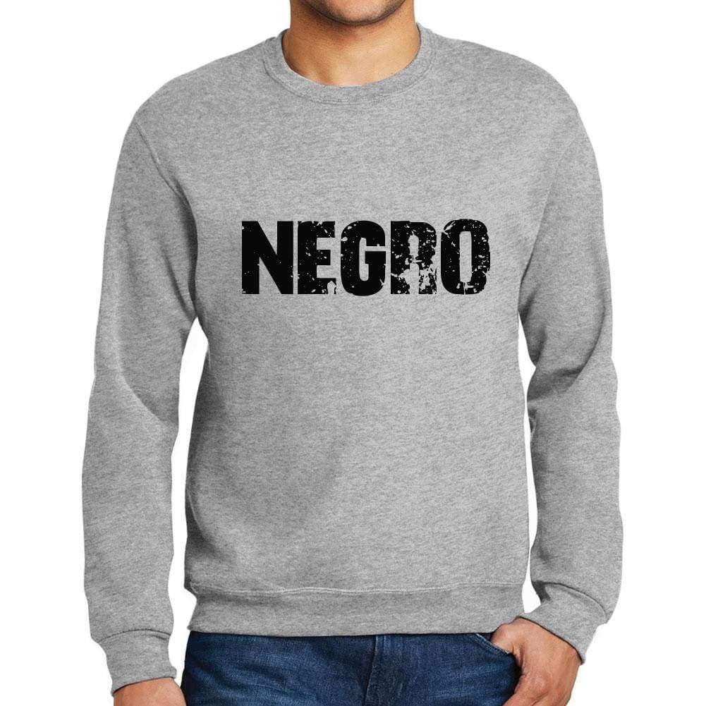 Mens Printed Graphic Sweatshirt Popular Words Negro Grey Marl - Grey Marl / Small / Cotton - Sweatshirts