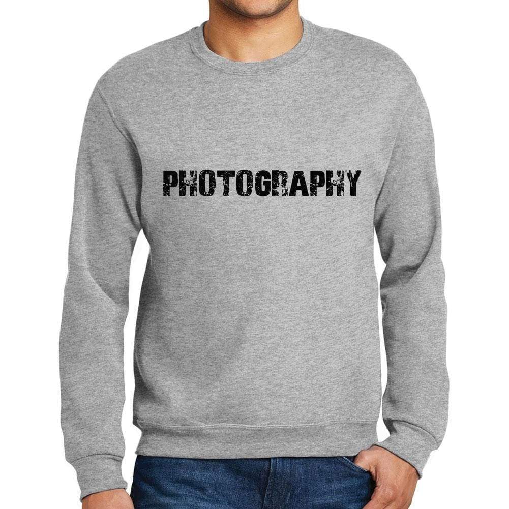 Mens Printed Graphic Sweatshirt Popular Words Photography Grey Marl - Grey Marl / Small / Cotton - Sweatshirts