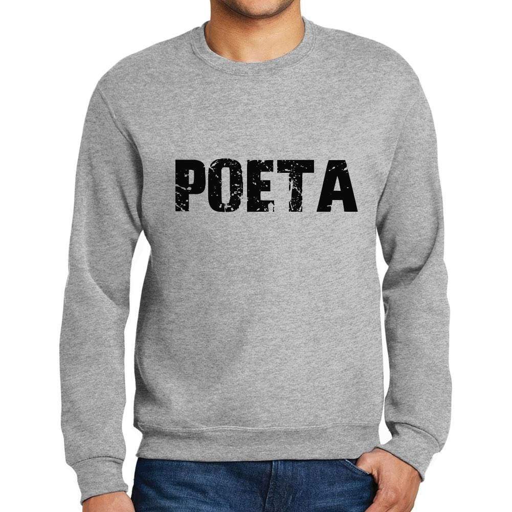 Mens Printed Graphic Sweatshirt Popular Words Poeta Grey Marl - Grey Marl / Small / Cotton - Sweatshirts