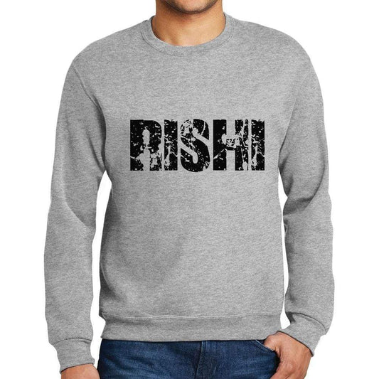 Mens Printed Graphic Sweatshirt Popular Words Rishi Grey Marl - Grey Marl / Small / Cotton - Sweatshirts