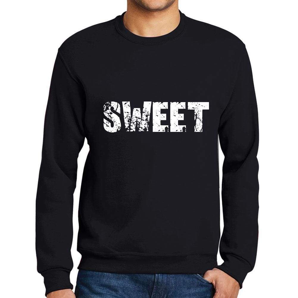 Mens Printed Graphic Sweatshirt Popular Words Sweet Deep Black - Deep Black / Small / Cotton - Sweatshirts