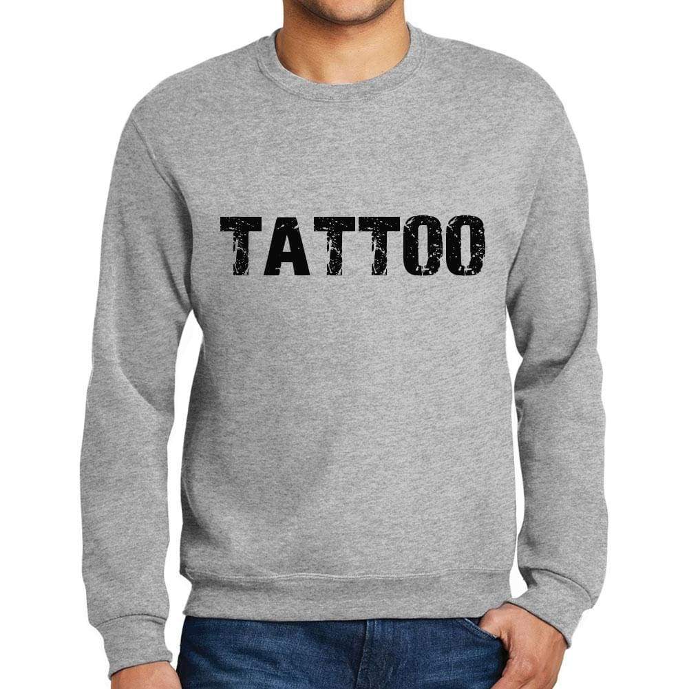 Mens Printed Graphic Sweatshirt Popular Words Tattoo Grey Marl - Grey Marl / Small / Cotton - Sweatshirts