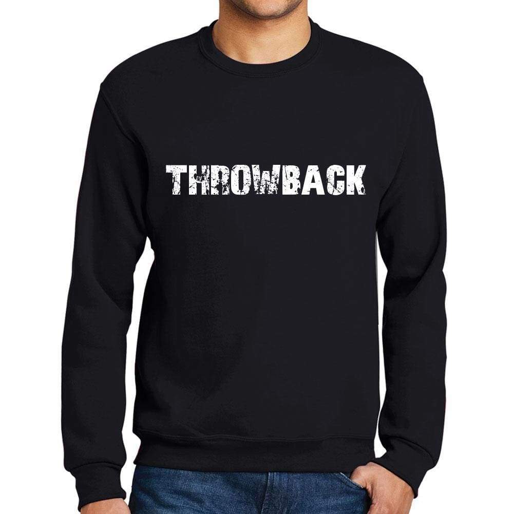 Mens Printed Graphic Sweatshirt Popular Words Throwback Deep Black - Deep Black / Small / Cotton - Sweatshirts