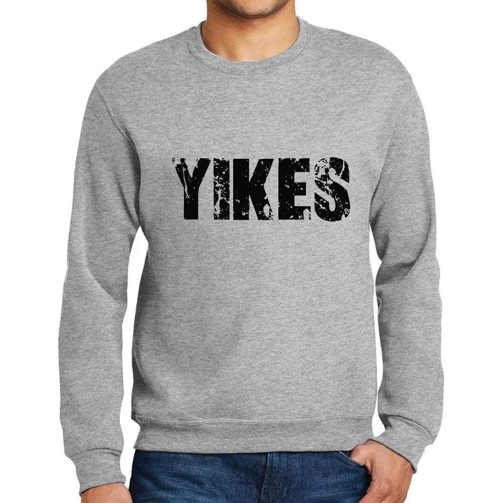 Mens Printed Graphic Sweatshirt Popular Words Yikes Grey Marl - Grey Marl / Small / Cotton - Sweatshirts