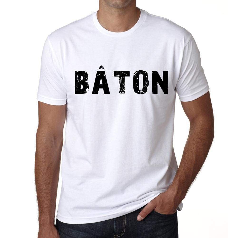 Mens Tee Shirt Vintage T Shirt Bâton X-Small White 00561 - White / Xs - Casual