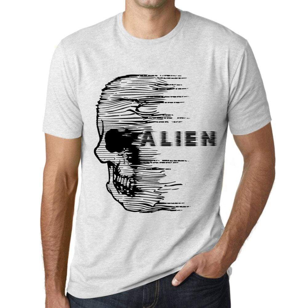 Mens Vintage Tee Shirt Graphic T Shirt Anxiety Skull Alien Vintage White - Vintage White / Xs / Cotton - T-Shirt