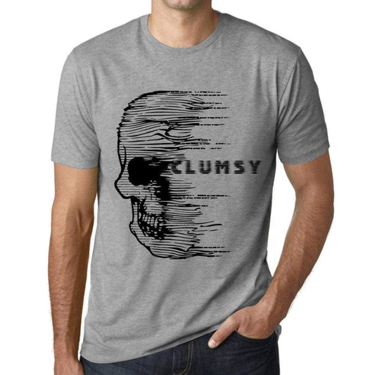 Mens Vintage Tee Shirt Graphic T Shirt Anxiety Skull Clumsy Grey Marl - Grey Marl / Xs / Cotton - T-Shirt