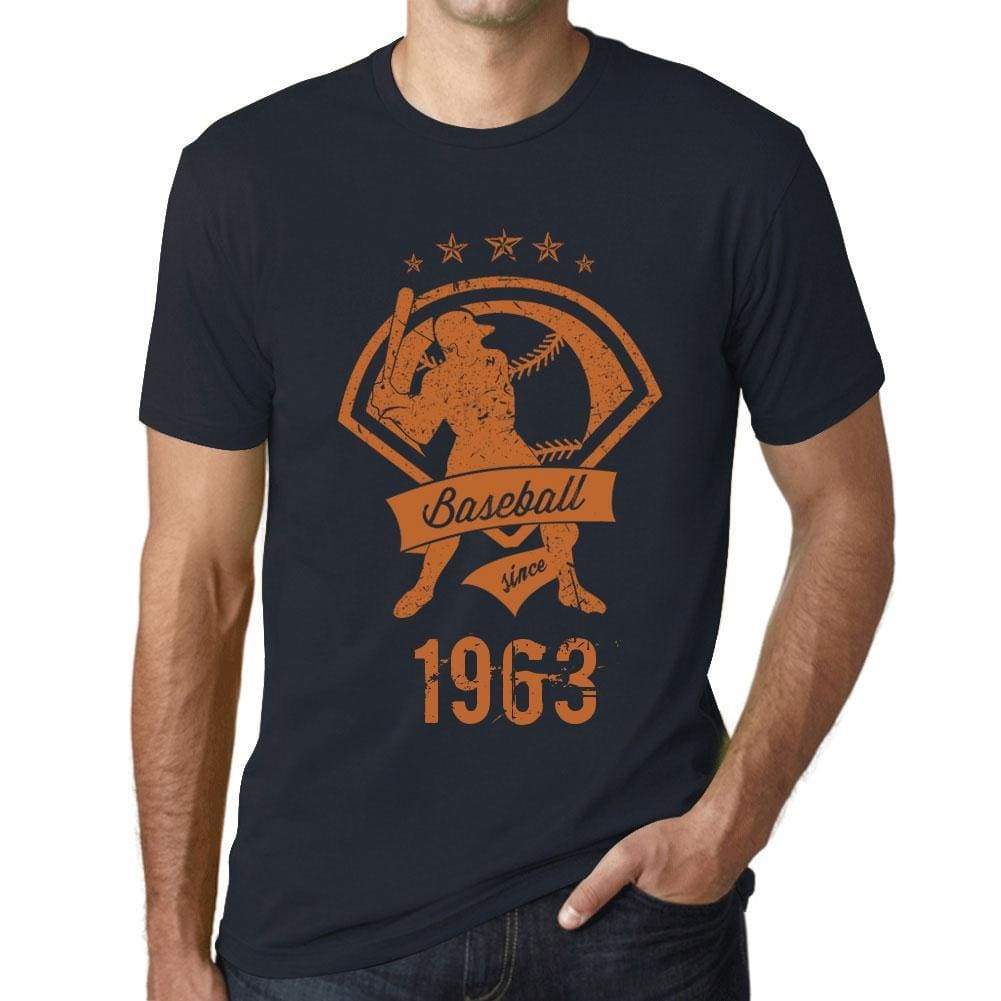 Mens Vintage Tee Shirt Graphic T Shirt Baseball Since 1963 Navy - Navy / Xs / Cotton - T-Shirt