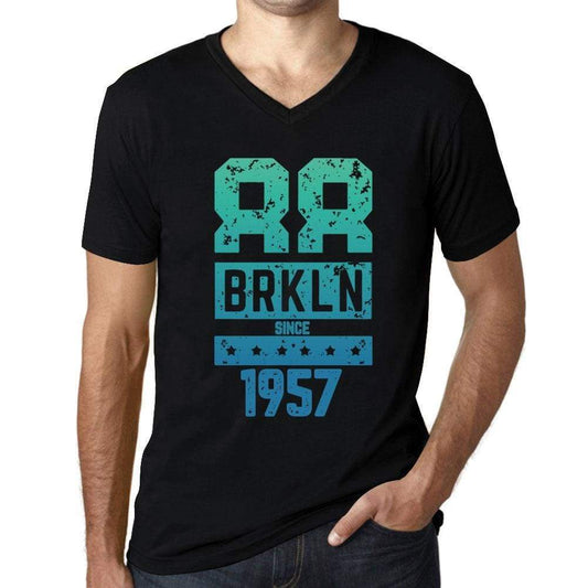 Mens Vintage Tee Shirt Graphic V-Neck T Shirt Brkln Since 1957 Black - Black / S / Cotton - T-Shirt