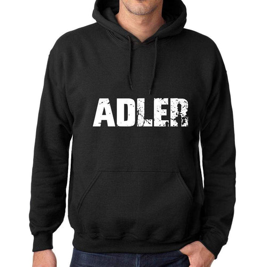 Mens Womens Unisex Printed Graphic Cotton Hoodie Soft Heavyweight Hooded Sweatshirt Pullover Popular Words Adler Deep Black - Black / Xs /