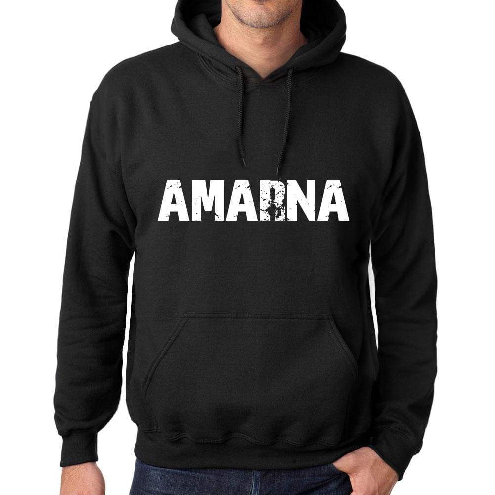 Mens Womens Unisex Printed Graphic Cotton Hoodie Soft Heavyweight Hooded Sweatshirt Pullover Popular Words Amarna Deep Black - Black / Xs /