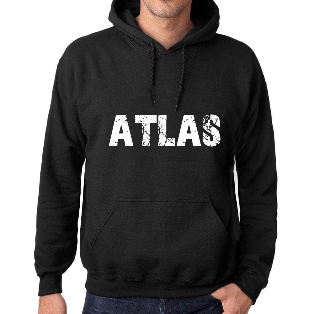 Mens Womens Unisex Printed Graphic Cotton Hoodie Soft Heavyweight Hooded Sweatshirt Pullover Popular Words Atlas Deep Black - Black / Xs /