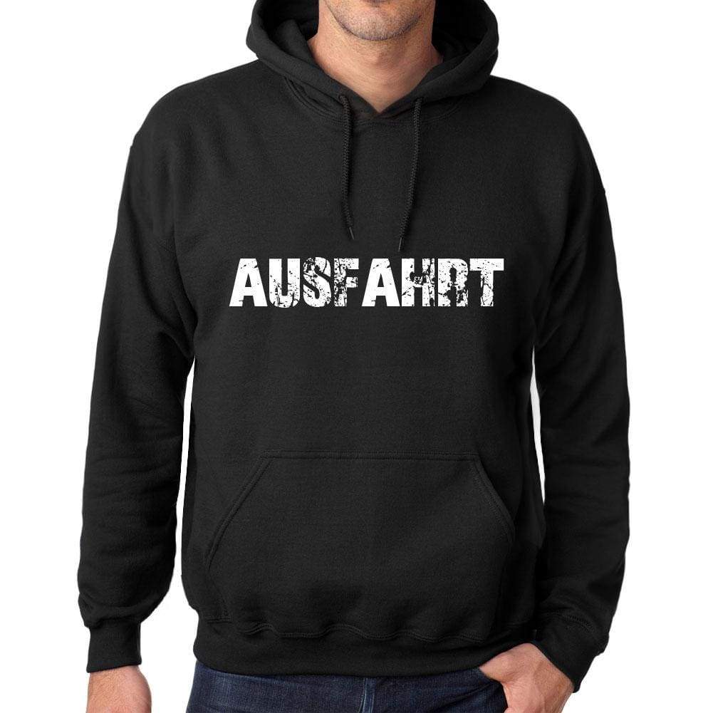 Mens Womens Unisex Printed Graphic Cotton Hoodie Soft Heavyweight Hooded Sweatshirt Pullover Popular Words Ausfahrt Deep Black - Black / Xs