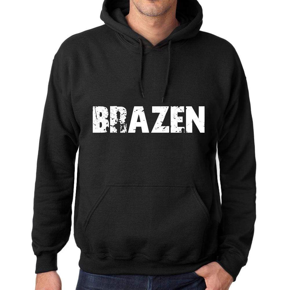 Mens Womens Unisex Printed Graphic Cotton Hoodie Soft Heavyweight Hooded Sweatshirt Pullover Popular Words Brazen Deep Black - Black / Xs /