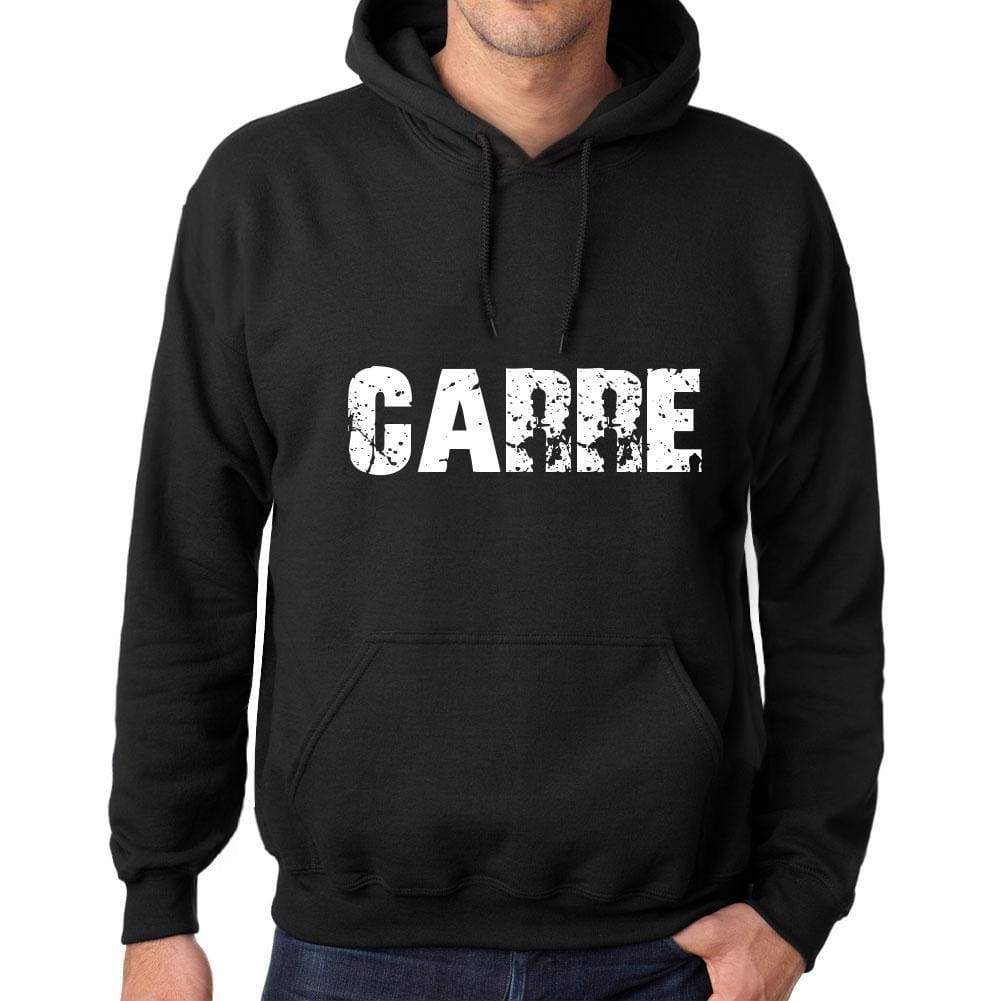 Mens Womens Unisex Printed Graphic Cotton Hoodie Soft Heavyweight Hooded Sweatshirt Pullover Popular Words Carre Deep Black - Black / Xs /