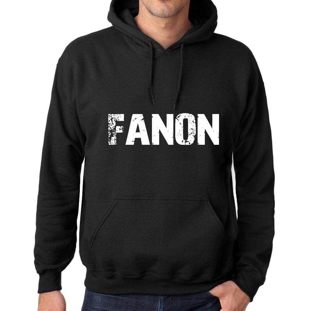 Mens Womens Unisex Printed Graphic Cotton Hoodie Soft Heavyweight Hooded Sweatshirt Pullover Popular Words Fanon Deep Black - Black / Xs /